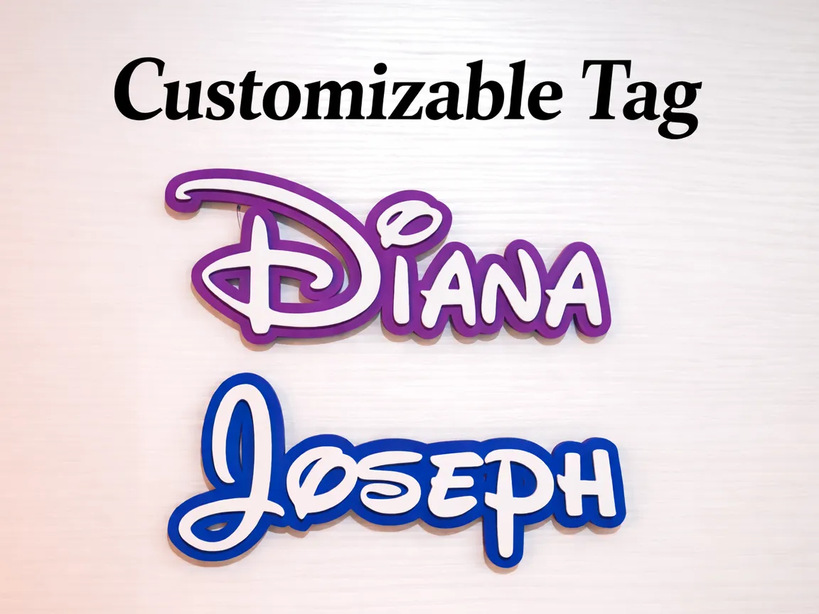 ميدالية اسم بتصميم ديزني (Disney Style Name Keychain) — ميدالية · ميدالية مفاتيح