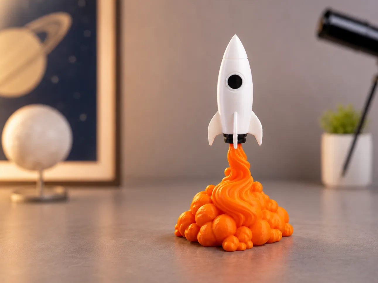 مجسم صاروخ الفضاء مع الدخان (Rocket Launch Figure) — منتج برِنتو