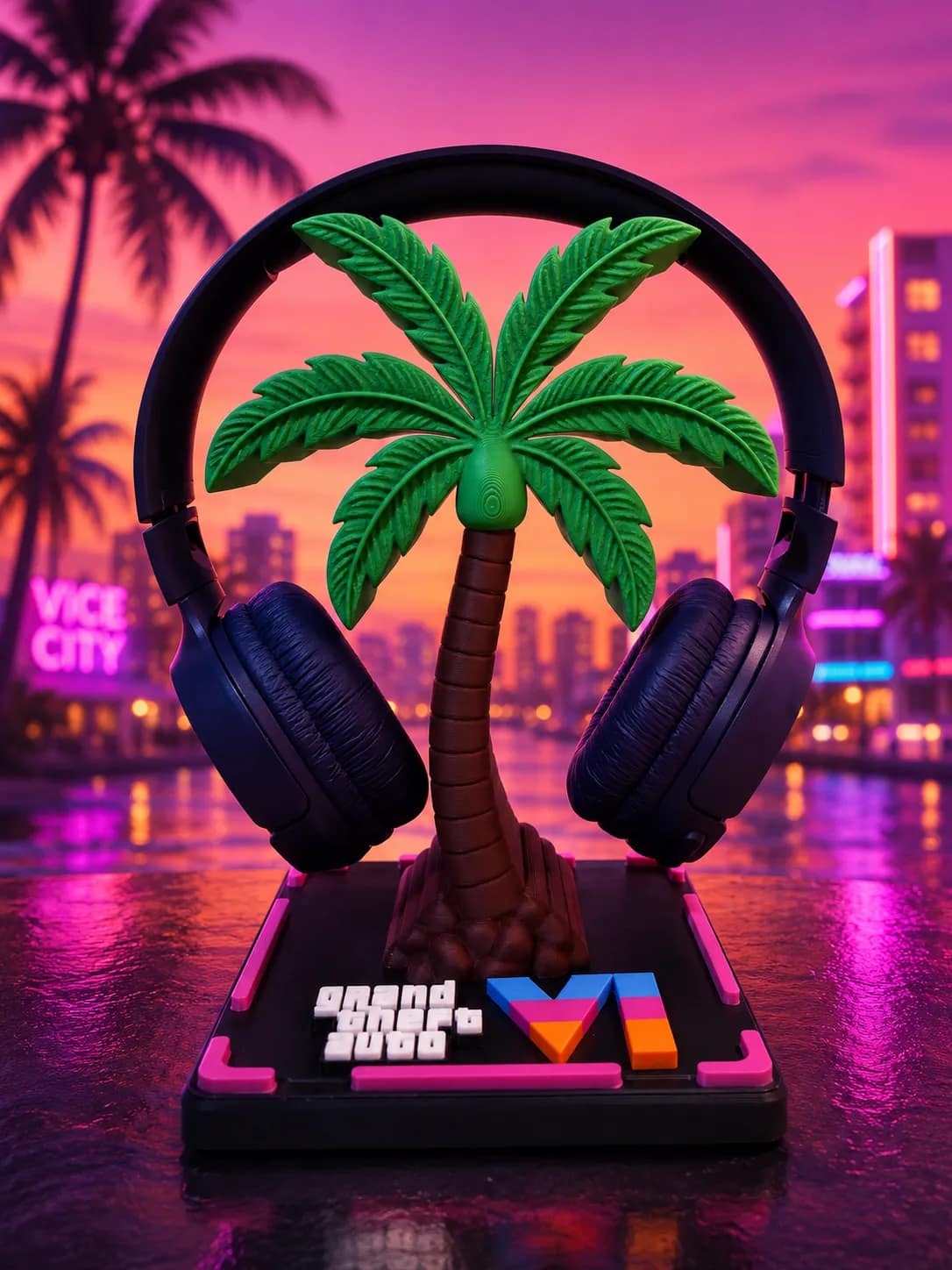 ستاند سماعة نخلة جراند ثفت أوتو 6 (GTA VI Palm Tree Headphone Stand) — منتج برِنتو