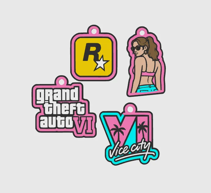 ميدالية لعبة قراند سيت 4 (GTA VI Vice City Keychain Set) — صورة 3