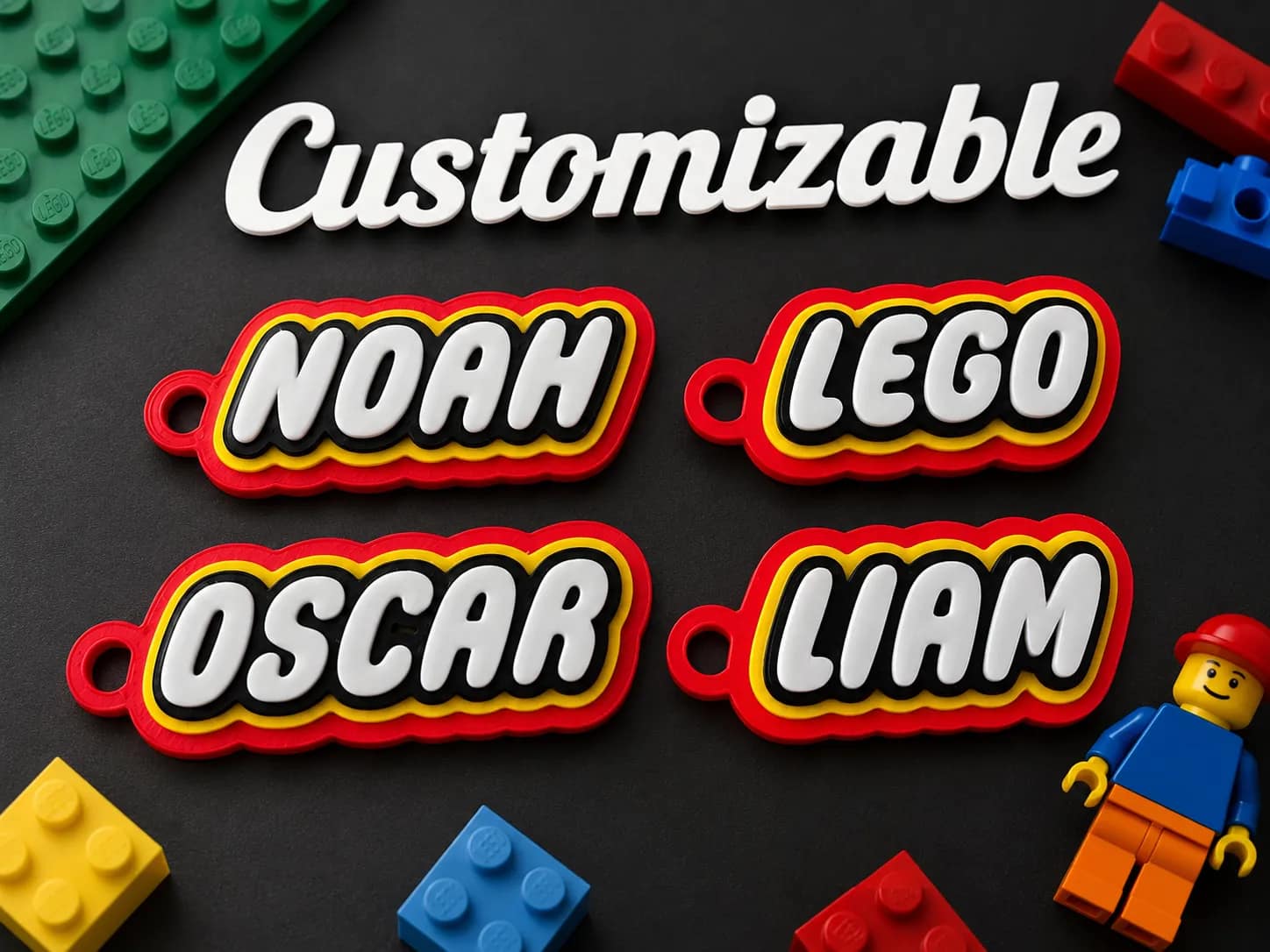 ميدالية مفاتيح بتصميم ليغو المميز (Customizable Lego Style Keychain) — ميدالية · ميدالية مفاتيح