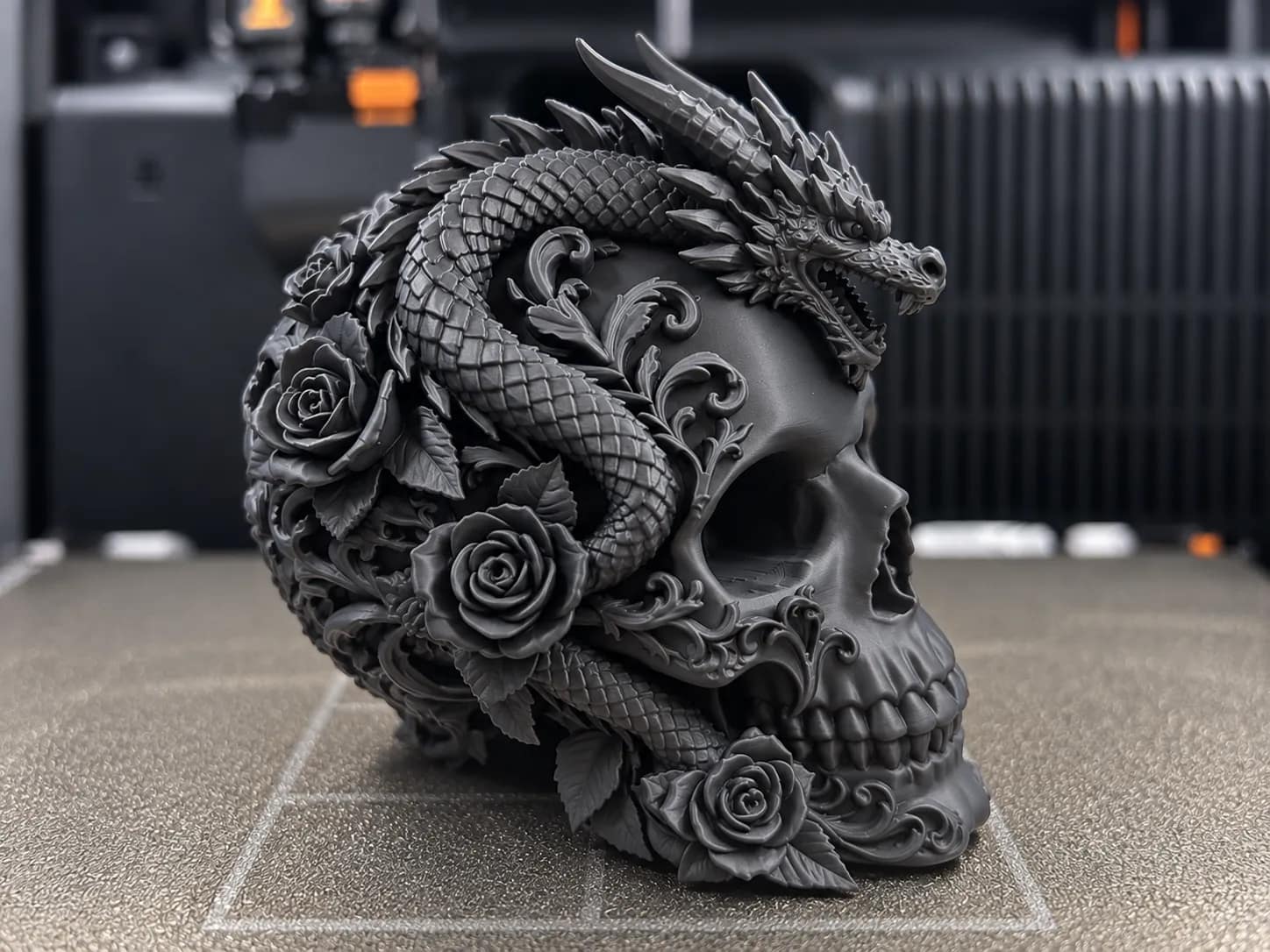 مجسم جمجمة التنين والورود (Dragon Skull Figure) — منتج